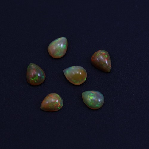 Cabochon opale éthiopienne, goutte 8x10mm x 1pc