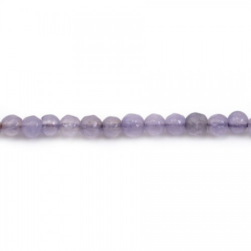 Jade tingido de púrpura, facetado redondo 3mm x 39cm