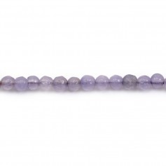 Jade teinté violet, rond facetté 3mm x 39cm