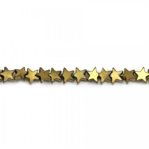 Hématite dorée, en forme d'étoile, 4mm x 40cm
