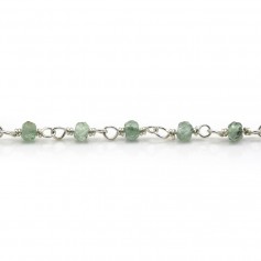 Silver chain with green Kyanite in 3mm x 20cm