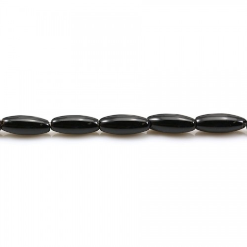Agate de couleur noire, en forme de tonnelet, 4 * 10mm x 10pcs
