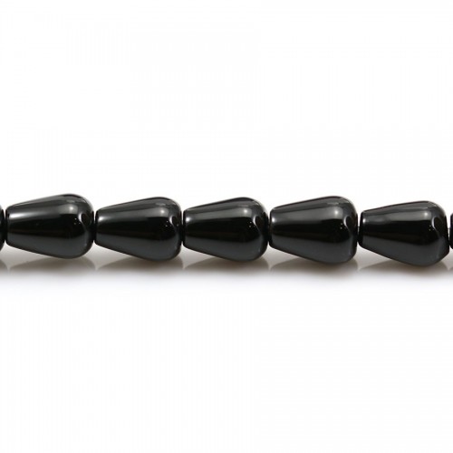 Achat in schwarzer Farbe, tropfenförmig, 6 * 9mm x 6pcs