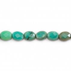 Green grass agate, oval faceted 6x8mm x 2pcs