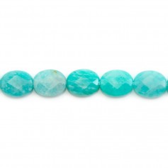 Amazonite of Peru, faceted oval shape, 8*10mm x 39cm