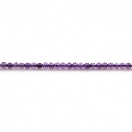 Amethyst in the shape of a faceted round 2.5mm x 39cm