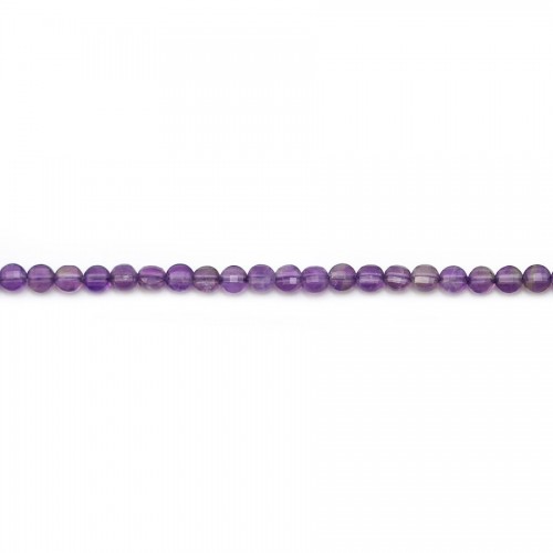 Ametista púrpura, redondo plano facetado, 2,5mm x 10pcs