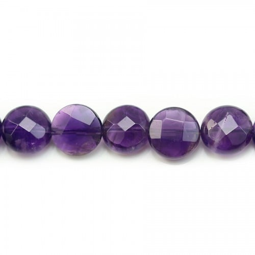 Amethyst Faceted Flat Round 10mm x 40cm
