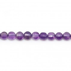 Amatista, violeta, redonda con facetas planas, 4,5mm x 39cm