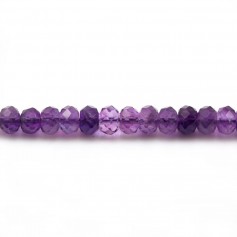 Améthyste, violet, rondelle facettée, 5x8mm x 39cm