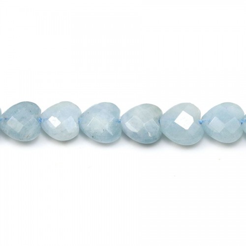 Aquamarine in the shape of heart faceted 8*8mm x 40cm