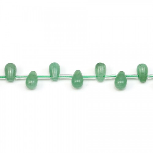 Aventurina verde, forma de gota redonda, tamaño 6x9mm x 4 piezas
