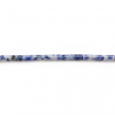 Jaspe azul manchado, forma de tubo 2x4mm x 40cm