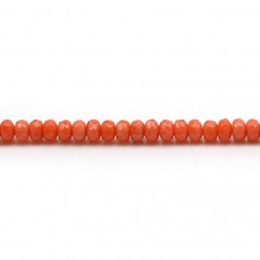 Sea bamboo, orange dyed, faceted roundel, 3x5mm x 40cm