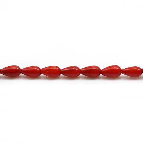 Bambou de mer teinté rouge, en forme de goutte 4.5x7.5mm x 38cm