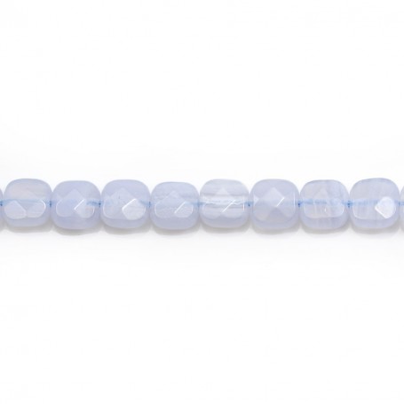 Blue Chalcedony, in a faceted squared shaped x 4 pcs