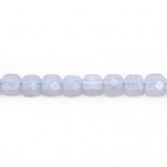 Blue Chalcedony, in a faceted squared shaped 6mm x 4 pcs