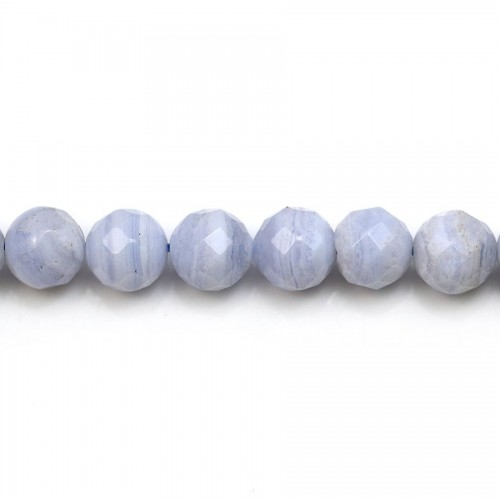 Blue Chalcedony Faceted Round 8mm x 2pcs