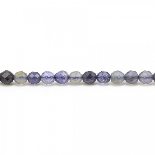 Cordiérite (Iolite) couleur bleu-violet, de forme ronde facetté, de taille 4mm x 5pcs