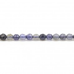 Cordierite (Iolite) azul-violeta, redondo facetado, tamanho 4mm x 5pcs