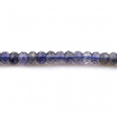 Cordiérite (Iolite) couleur bleu-violet, rondelle facettée, 2.5x3.7mm x 39cm