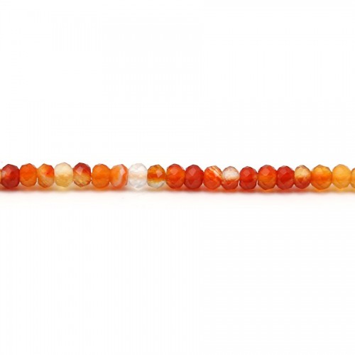 Cornaline orange en forme de rondelle facetté, de taille 2*3mm x 39cm