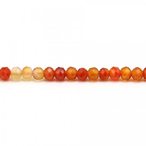 Corniola arancione, sfaccettata rotonda, dimensioni 3x4 mm x 10 pezzi