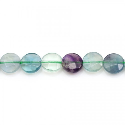 Fluorite in faceted flat round shape 8mm x 4pcs