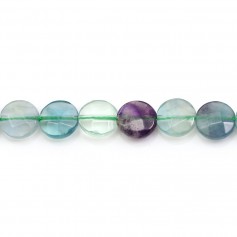 Fluorite in faceted flat round shape 8mm x 39cm