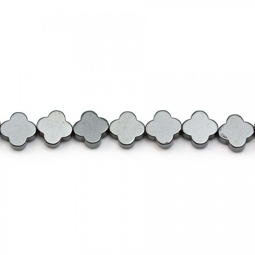 Grigio ematite metallizzato, forma a quadrifoglio, 8 mm x 40 cm