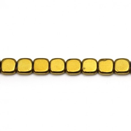 Hématite dorée de forme carré, mesurant 6mm x 40cm