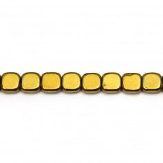 Ematite dorata di forma quadrata, 6 mm x 40 cm