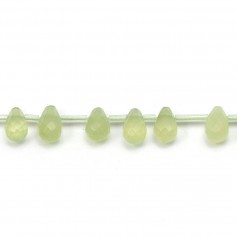 Jade jadeite, in the shape of a faceted drop, 6 * 9mm x 4pcs