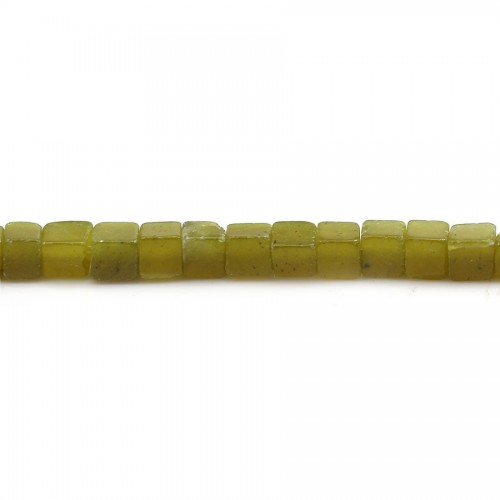 Jade coréen jaune vert, en forme de cube, 4mm x 39cm