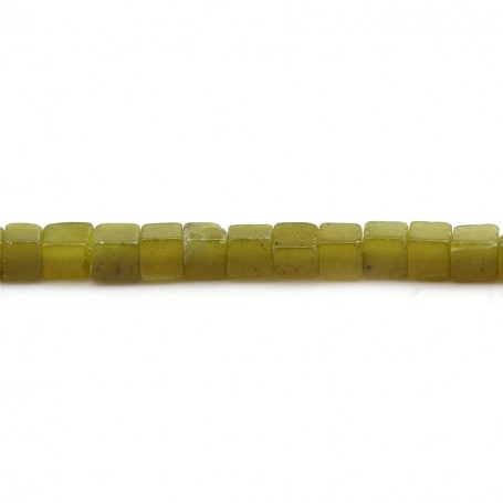 Jade coréen jaune vert, en forme de cube, 4mm x 39cm