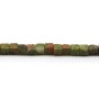 Unakite green and pink, in shape of a tube, 4mm x 39cm