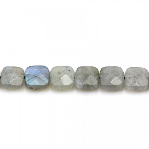 Labradorite grey, in a faceted squared shaped, 8mm x 4pcs