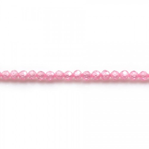 Zirkoniumoxid rosa rund facettiert 2mm x 39cm