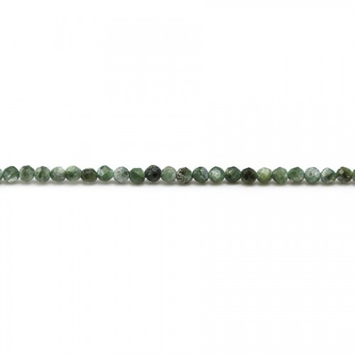 Seraphinite de couleur verte, de forme ronde facette, 2mm x 39cm