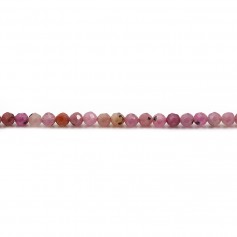 red ruby, in faceted round shape, 3mm x 40cm