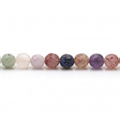 Mixed stones, round faceted shape, 6mm x 39cm