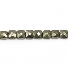 Pyrite, en forme de carré plat facetté, 6mm x 8pcs