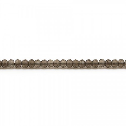 Rauchquarz in Form einer facettierten Rondelle, Größe 2x3mm x 39cm
