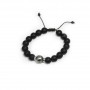 Bracelet d'agate noire matte & perle de culture de Tahiti X 1pc
