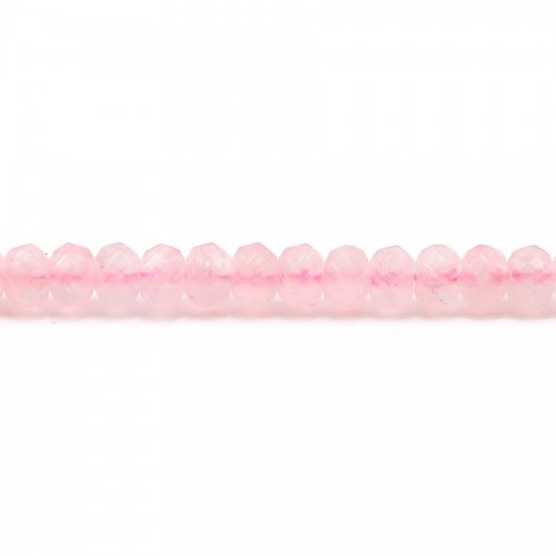 Pink Quartz faceted rondelles bead strand 4x6mm x 8pcs