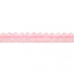 Rondelles facetadas de quartzo rosa sobre fio 4x6mm x 8pcs