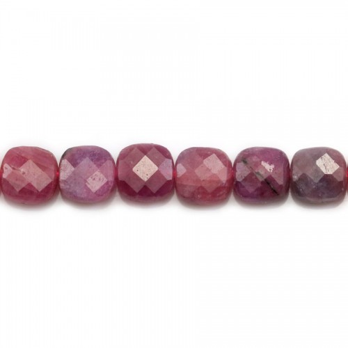 Red Ruby in faceted square shape 8mm x 39cm
