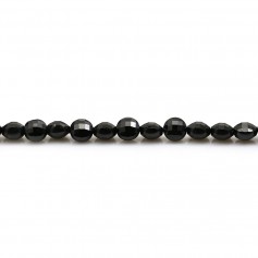 Spinel black, round flat faceted 4mm x 40cm