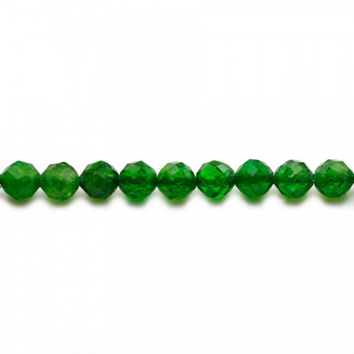 Diopside green, faceted round shape, 5mm, x 39cm