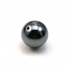 Hematite round half-drilled 12mm x 2pcs